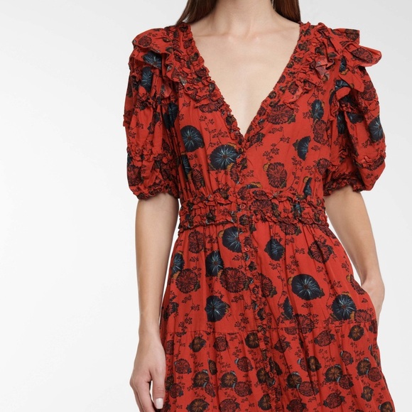 ULLA JOHNSON Irvette floral cotton-blend midi dress - Picture 4 of 9